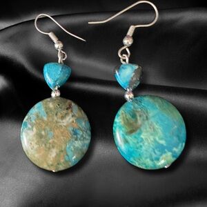 Lovely Turquoise and Brown Stone Earrings